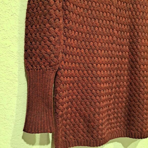 Athleta Chianti Marl Cypress Basketweave Wool Blend Pullover Sweater Burgundy S - Picture 7 of 10